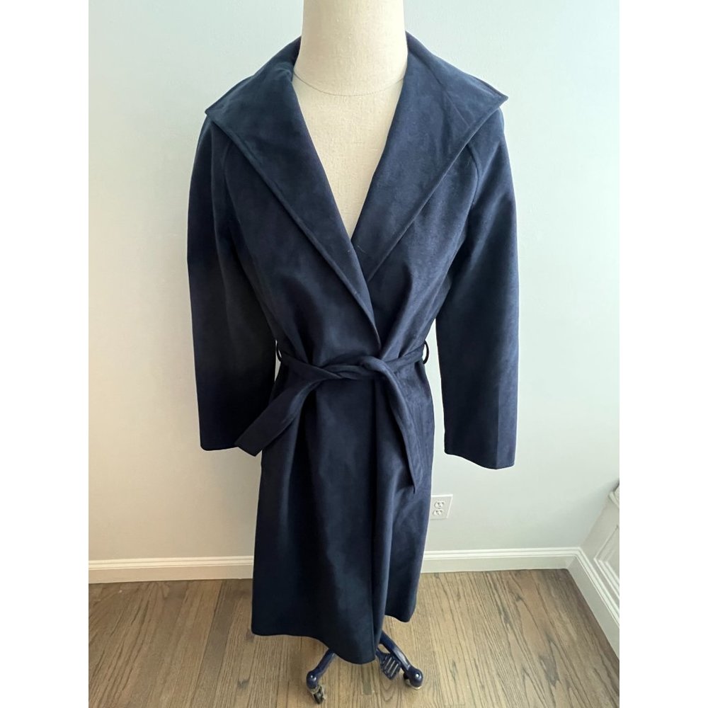 Vintage Samuel Robert by Peter Hatsi Androu Women Suede Trench Coat Blue Size 6